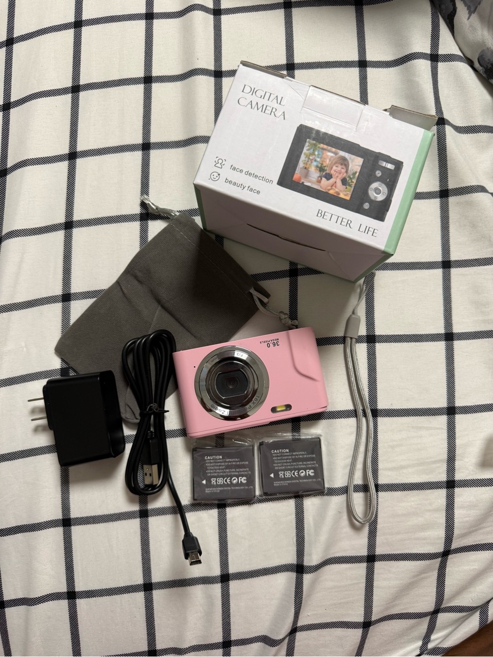 Pink Digital Camera with Dual Batteries and Charger